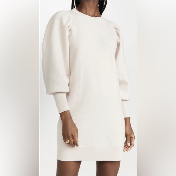 Ulla Johnson natural beige Viviana merino wool puff sleeve sweater dress - Small - Picture 2 of 10